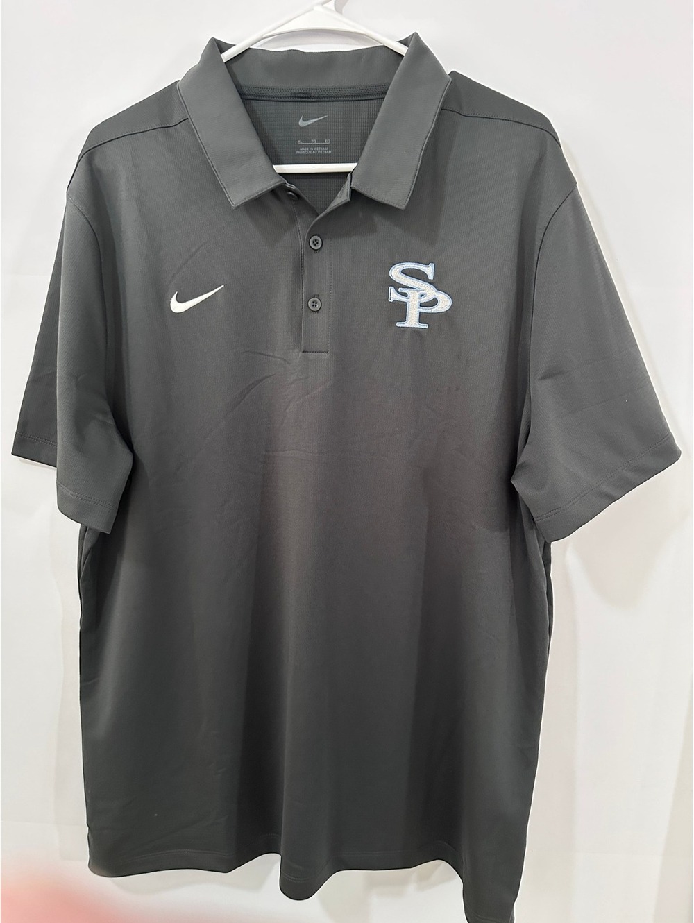 Nike Dri-FIT SP Logo Polo Men's XL Gray Golf Performance Swoosh